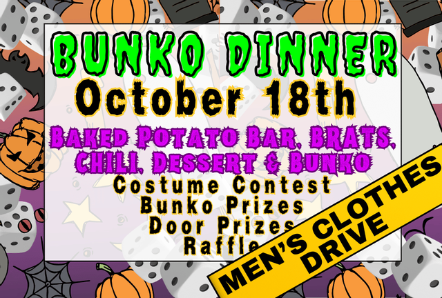 Special Monthly Social – Bunco Fundraiser Attendance 10-18-24